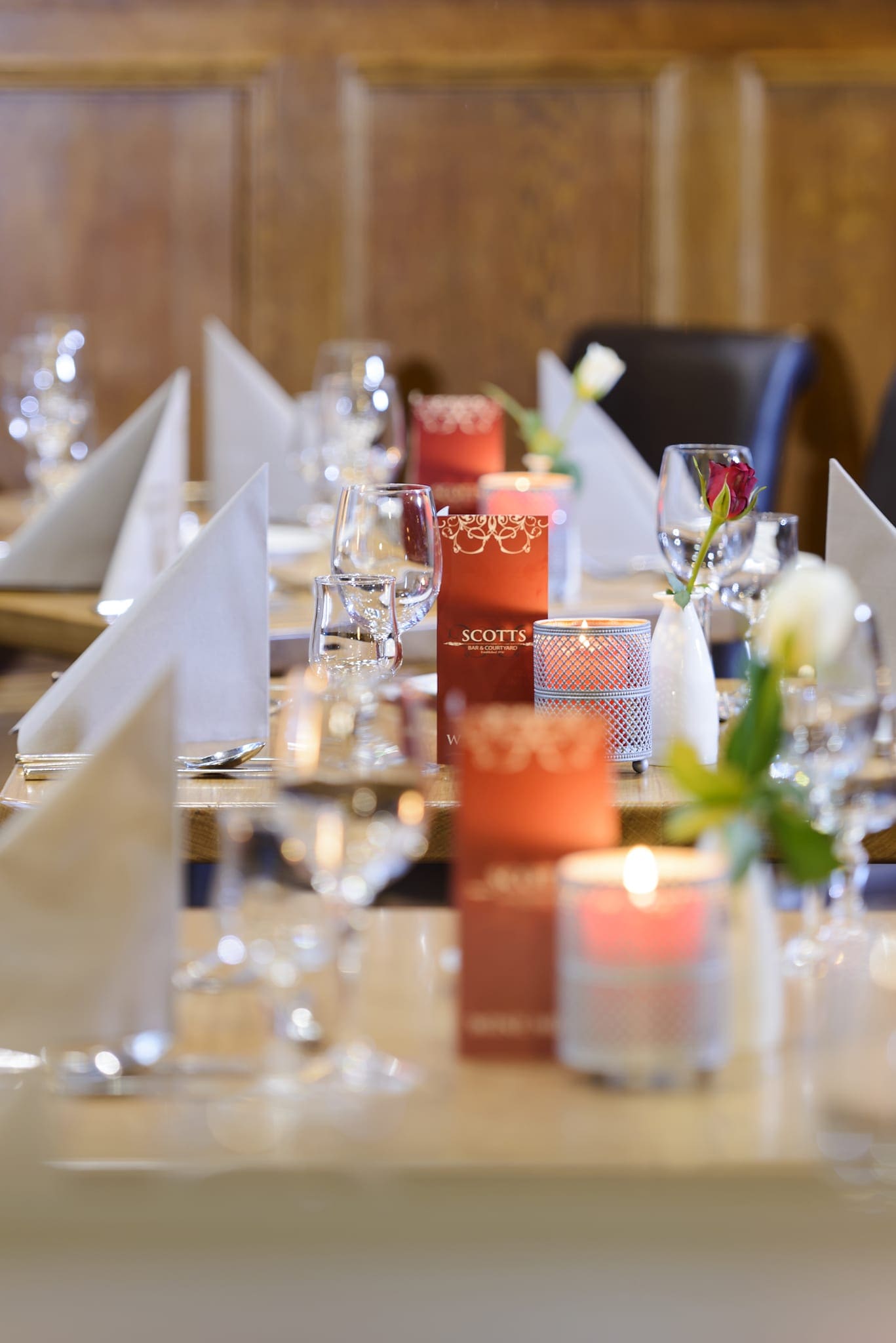 Scotts Hotel dinner set up, courtyard restaurant