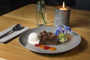 Deserts at Scotts Hotel , brownie and ice cream