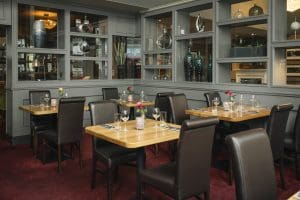 Courtyard restaurant, dinner setting