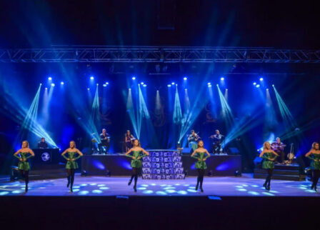 Live Irish dance performance with vibrant lighting at Scotts Hotel Killarney.