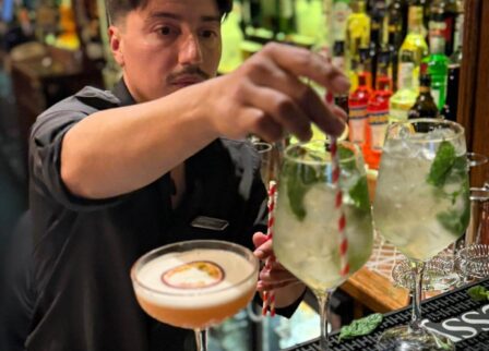 Bartender crafting cocktails at Scotts Hotel Killarney bar.
