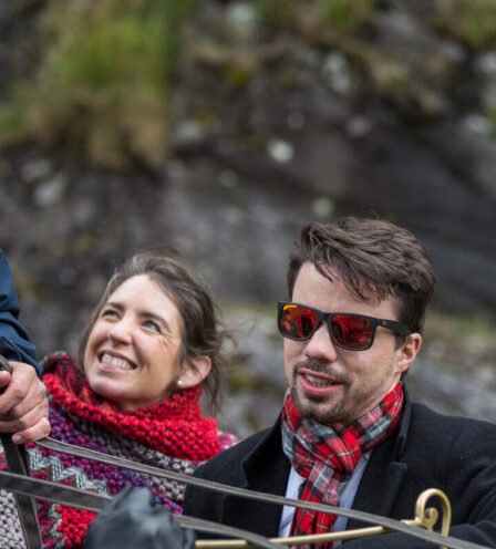 Guests enjoy a scenic carriage ride near Killarney countryside.
